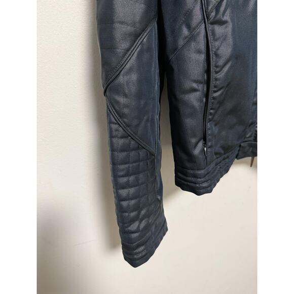 Gazzarrini Jacket Mens 50 Blue Quilted Moto Biker Full Zip Made in Italy Nylon - Picture 5 of 16